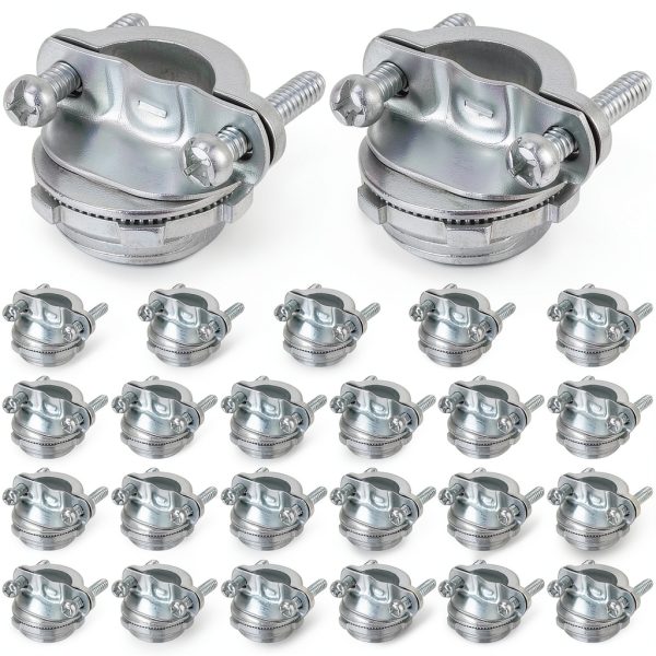 Cable Connector QWORK 3/4" Clamp Metal – Zinc Alloy, 25‑Piece Set-0