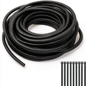 Closed 2pcs 5.2mmx7.2mm Inch Flexible Electrical Tubing-16.4ft Cord Protector Electric Wires Covers, Automotive Wire Flexible Conduit, Plastic Wire Cover with Cable Zip Tie.-0