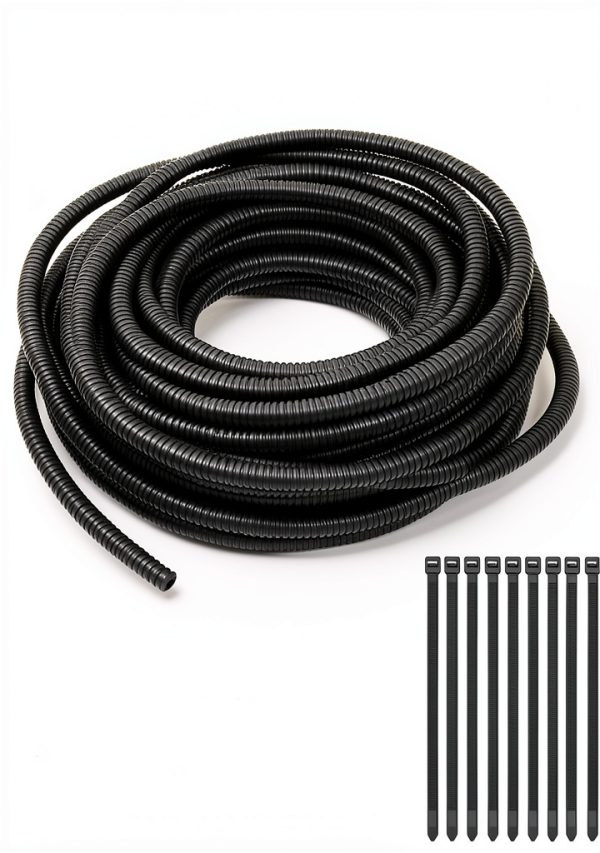 Closed 2pcs 5.2mmx7.2mm Inch Flexible Electrical Tubing-16.4ft Cord Protector Electric Wires Covers, Automotive Wire Flexible Conduit, Plastic Wire Cover with Cable Zip Tie.-0